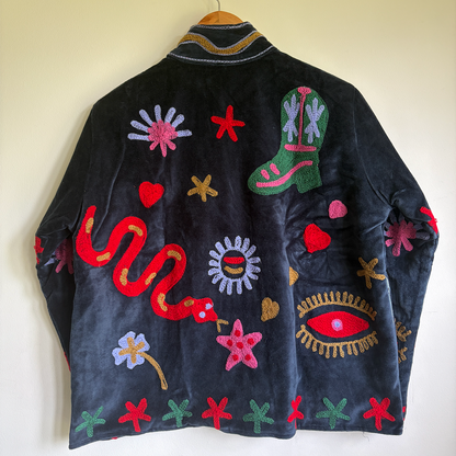 Colourful Suzani velvet jacket