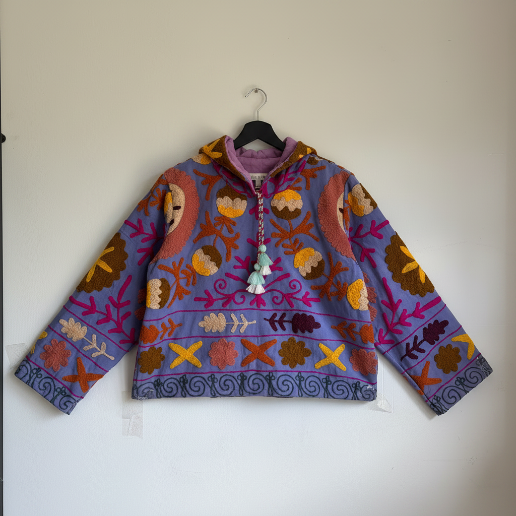 Lavender Suzani Embroidery Hoodie