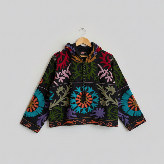 Cotton Suzani Embroidery Hoodie 