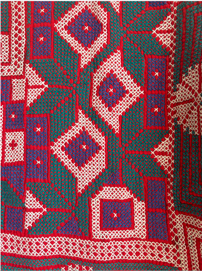 Vintage kantha fabric Jacket on a white background