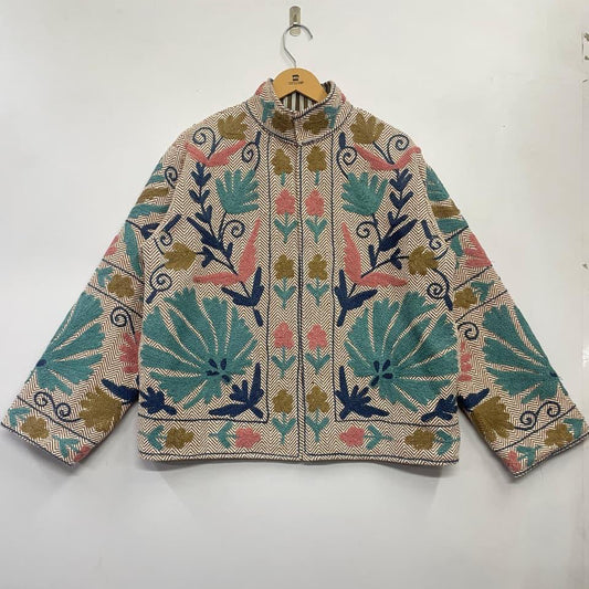 Colorful patterned jacket on a white background