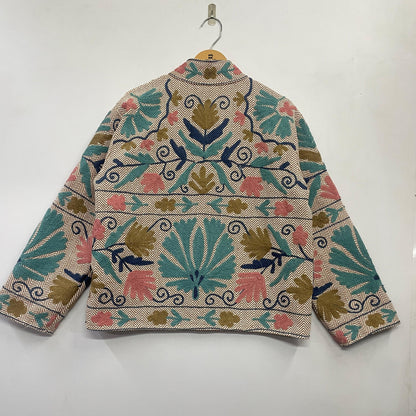 Colorful patterned jacket on a white background