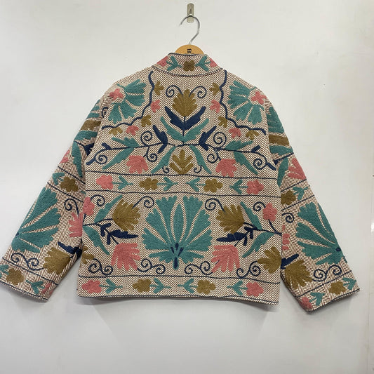 Colorful patterned jacket on a white background