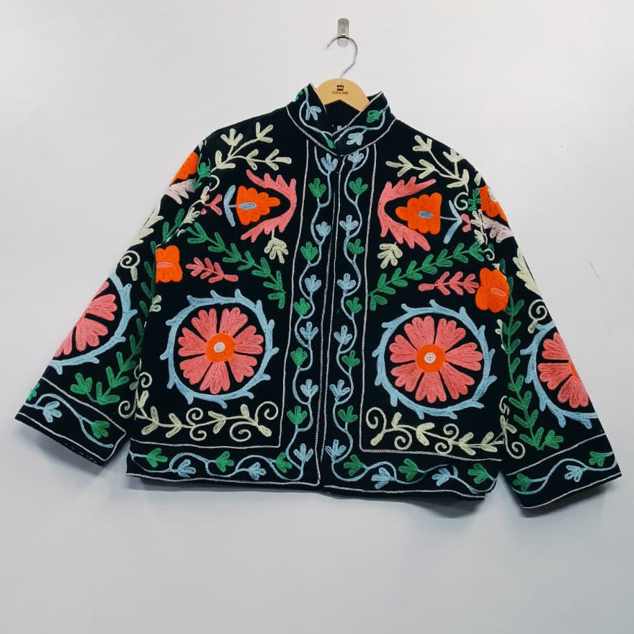 Suzani Jacket on a hanger