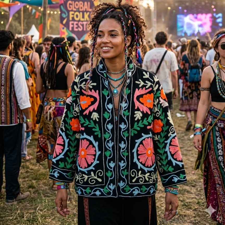 Suzani jacket on a girl