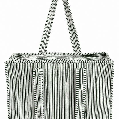 Cotton quilted striped tote bag