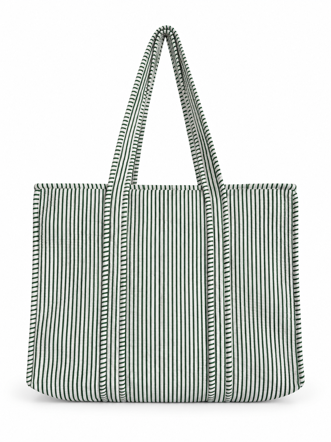 Cotton quilted striped tote bag
