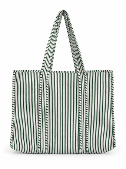 Cotton quilted striped tote bag