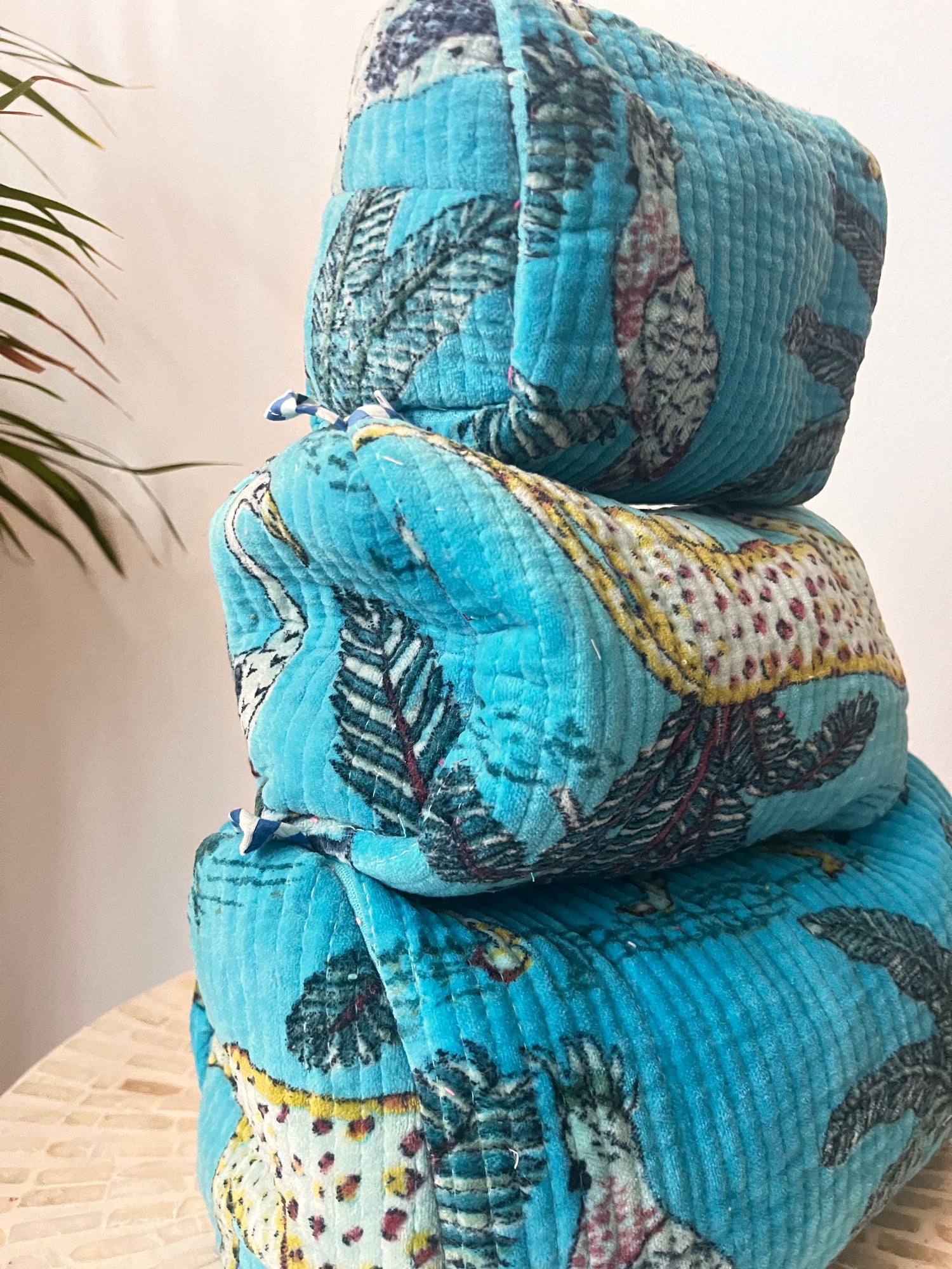 Velvet Quilted Toiletry Pouches
