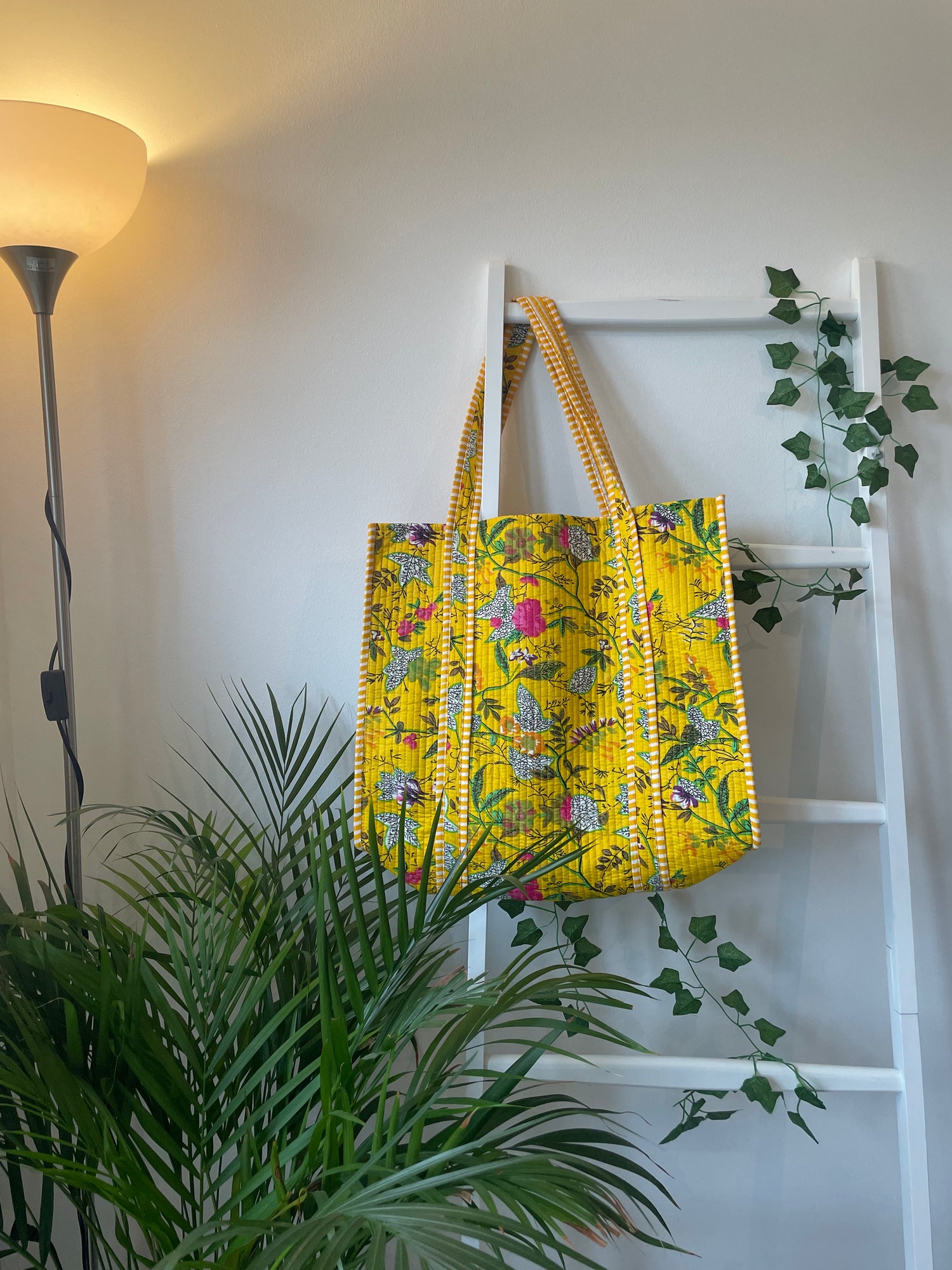 Yellow Quilted Tote Bag