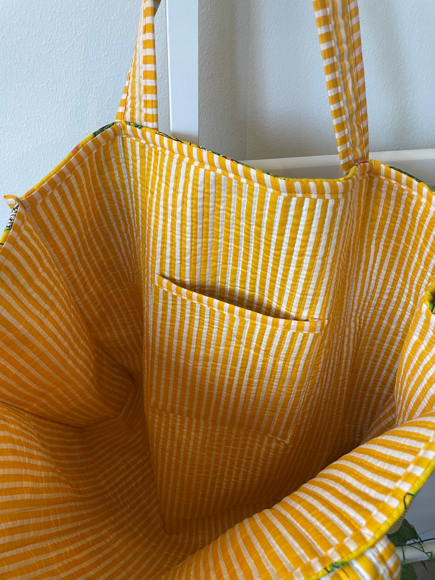Yellow Quilted Tote Bag